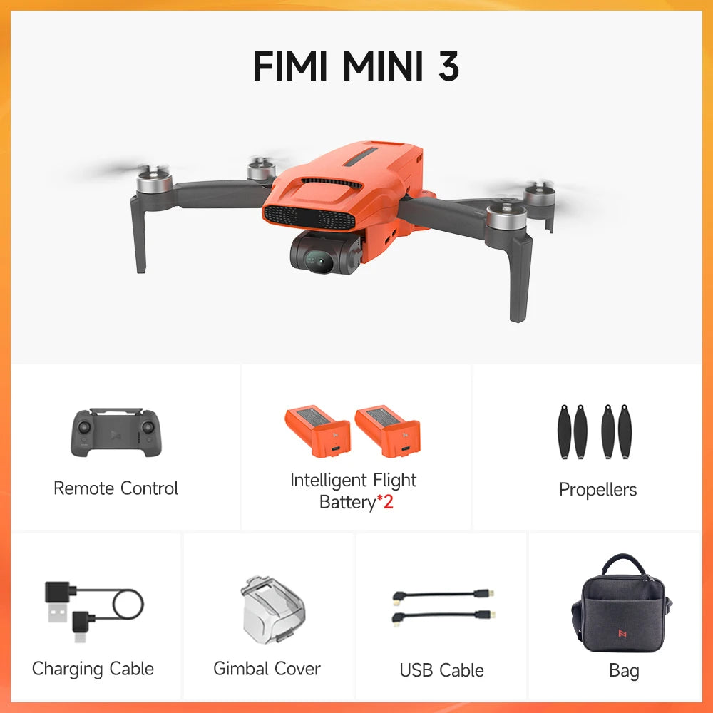 FIMI MINI3 GPS Drone With Camera 3-Axis Gimbal Professional RC Duaddcopter FPV 9KM Remote Flight 4K 60FPS 249g Mini Drone C0