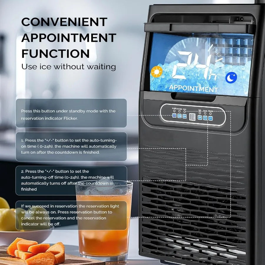 Commercial Ice Maker Machine70lbs/24H Plastic Under Counter Ice Maker with 11lbs Storage Dual Water Supply Options Self-Cleanin