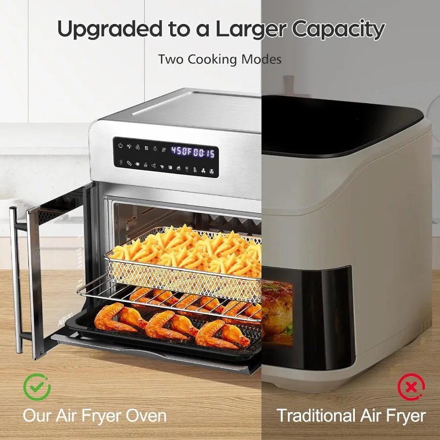 French Door Air Fryer Toaster Oven Combo with Convection Cooking Function 10-in-1 Multi-Functional Countertop Appliance for Hea