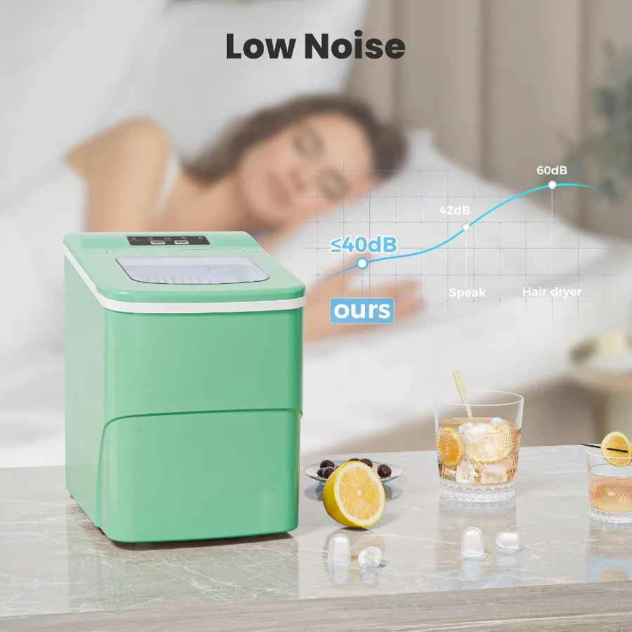 Portable Small Countertop Ice Maker Machine with Ice Scoop Basket Produces 9 Bullet Ice Cubes in 68 Minutes Features SelfCleani