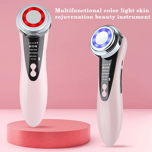 EMS Facial Massager LED Light therapy Sonic Ion Vibration Skin Tightening Face Lifting Anti Wrinkle Beauty Device Skin Care ./'\