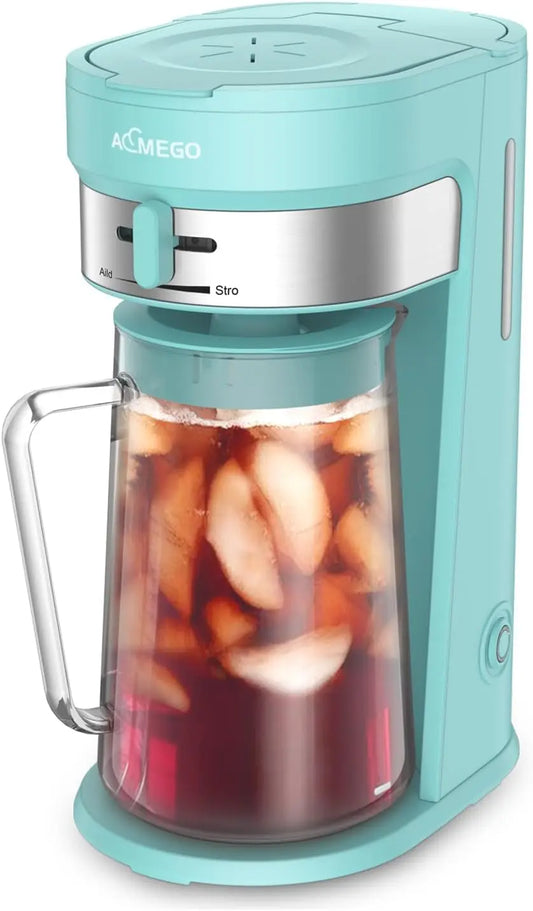 Iced Tea Maker, 2.5-Quart Glass Pitcher, Stainless Steel, Reusable Filter, Green