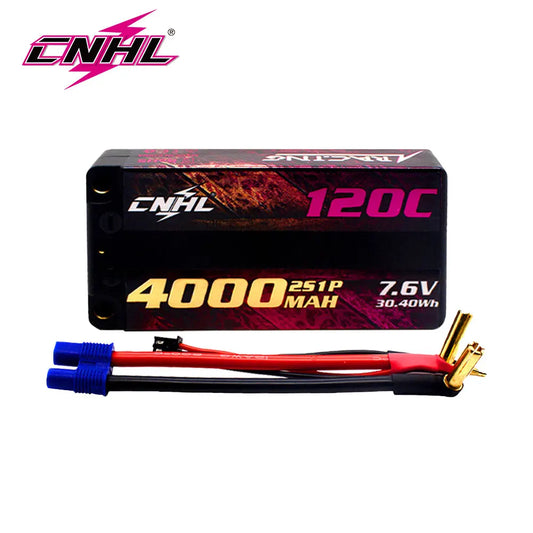 CNHL Lipo Battery 2S 7.6V 4000mAh 120C HV Shorty Hard Case With EC3 Plug For RC Car Airplane Truck Boat