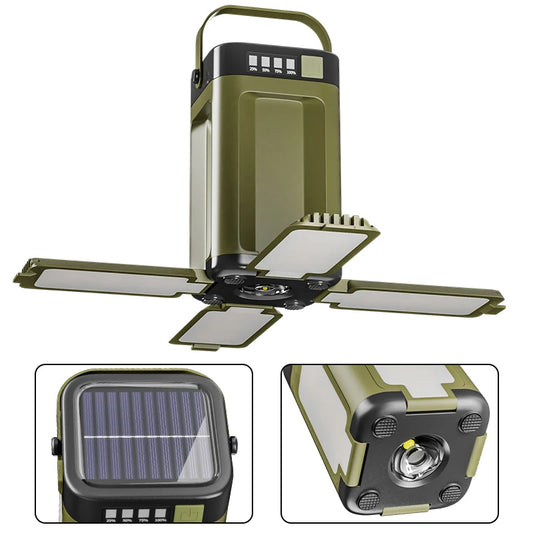 Solar Outdoor Portable Camping Light Solar Charging Foldable Camping Light Power Bank Rechargeable Lantern for Camping Hiking