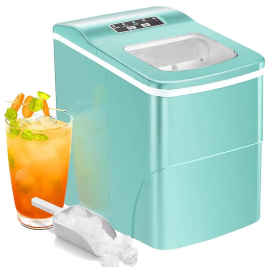 Portable Small Countertop Ice Maker Machine with Ice Scoop Basket Produces 9 Bullet Ice Cubes in 68 Minutes Features SelfCleani
