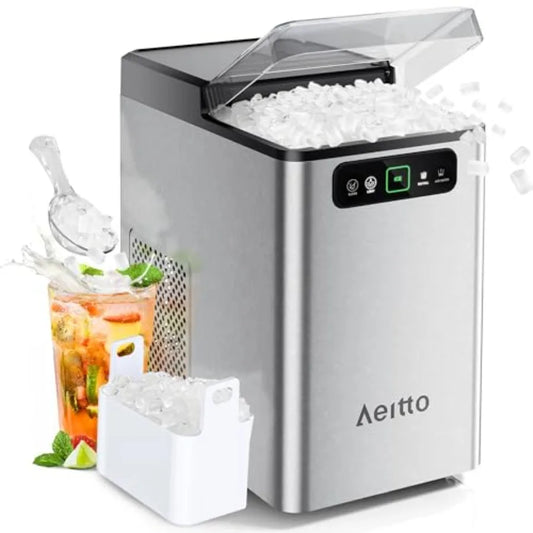 Nugget Ice Maker 40Lbs/24H Countertop Soft Chewable Ice Pebble Ice Machine One-Click Operation Auto Self-Cleaning Ice Makers wi