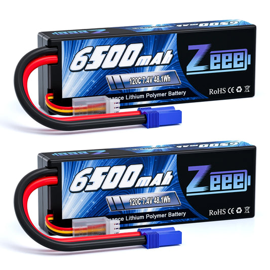 Zeee 2S 6500mAh Lipo Battery 7.4V 120C Hardcase with EC5 Plug for RC Car Truck Tank Truggy Boat Vehicles RC Racing Hobby Models