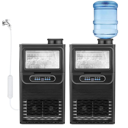 Commercial Ice Maker Machine70lbs/24H Plastic Under Counter Ice Maker with 11lbs Storage Dual Water Supply Options Self-Cleanin